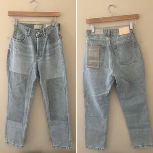 NWT Everlane 90s cheeky high rise curvy patchwork denim Jeans straight 28 Crop